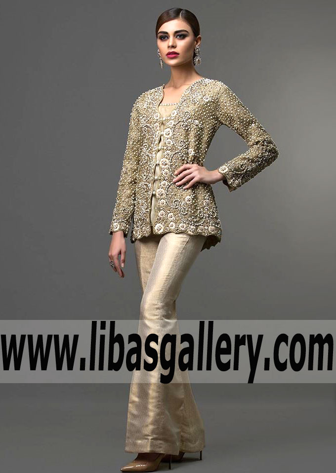 Beautiful Gold Eryngium Party Jacket Dress