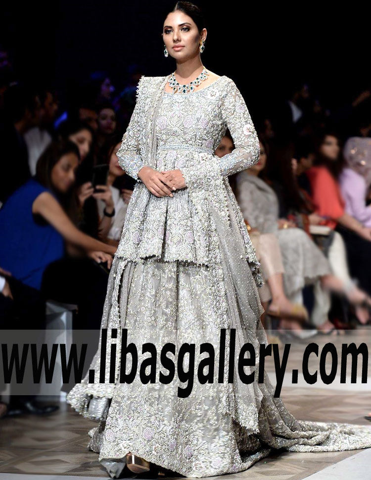 The Royal Dusky Grey Gladiolus Peplum Bridal