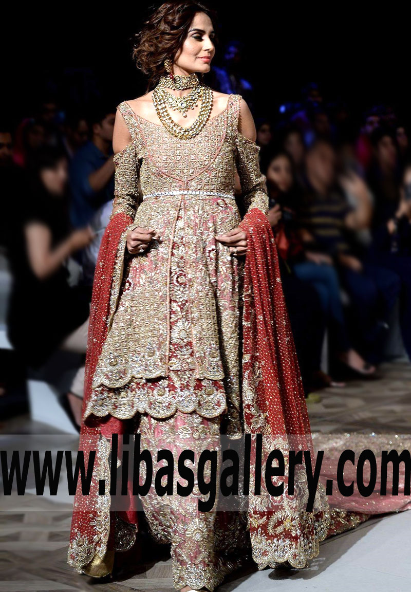 Glamorous Red Tansy Cold Shoulder Wedding Gown