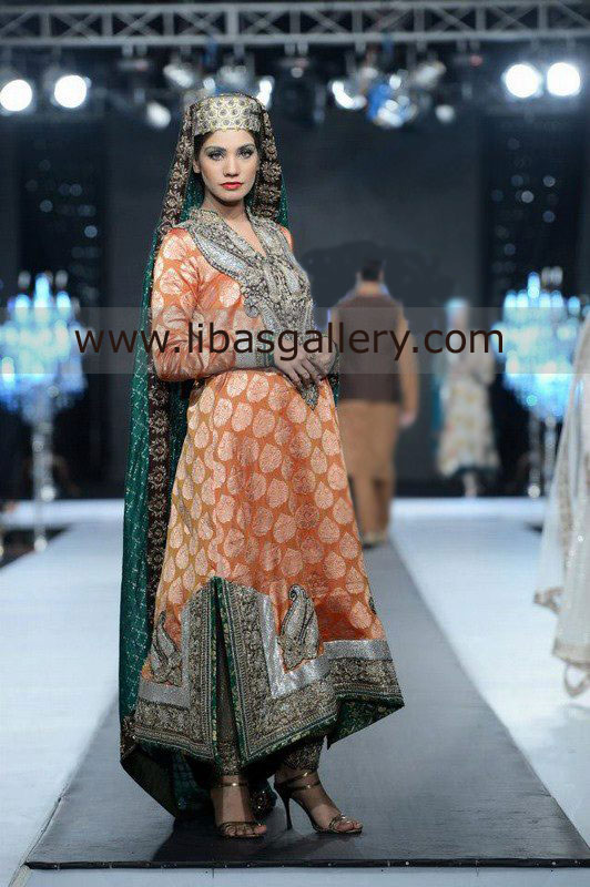 Wedding Bridal Sharara Designs 2013-2014 Collection by Pakistani Designer Nida Azwer At PFDC L`Or�al Paris Bridal Week 2013-2014 San Francisco, Los Angeles, CA