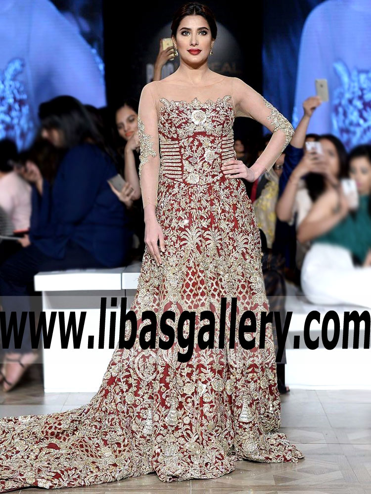 Stylishly Desirable Dark Scarlet Aquilegia Wedding Gown