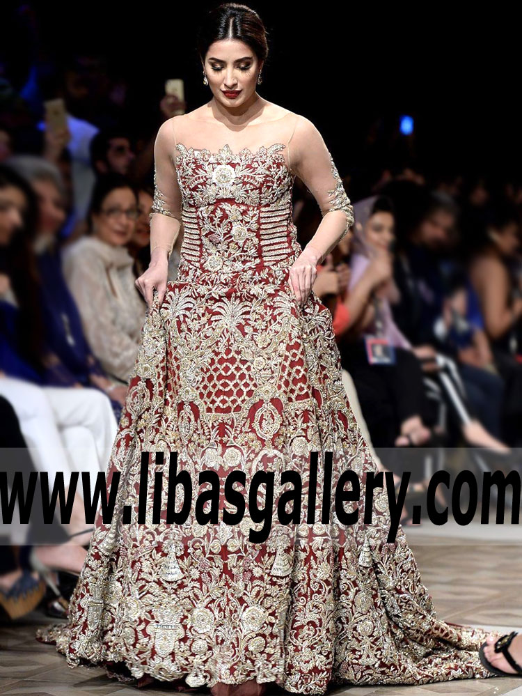 Stylishly Desirable Dark Scarlet Aquilegia Wedding Gown