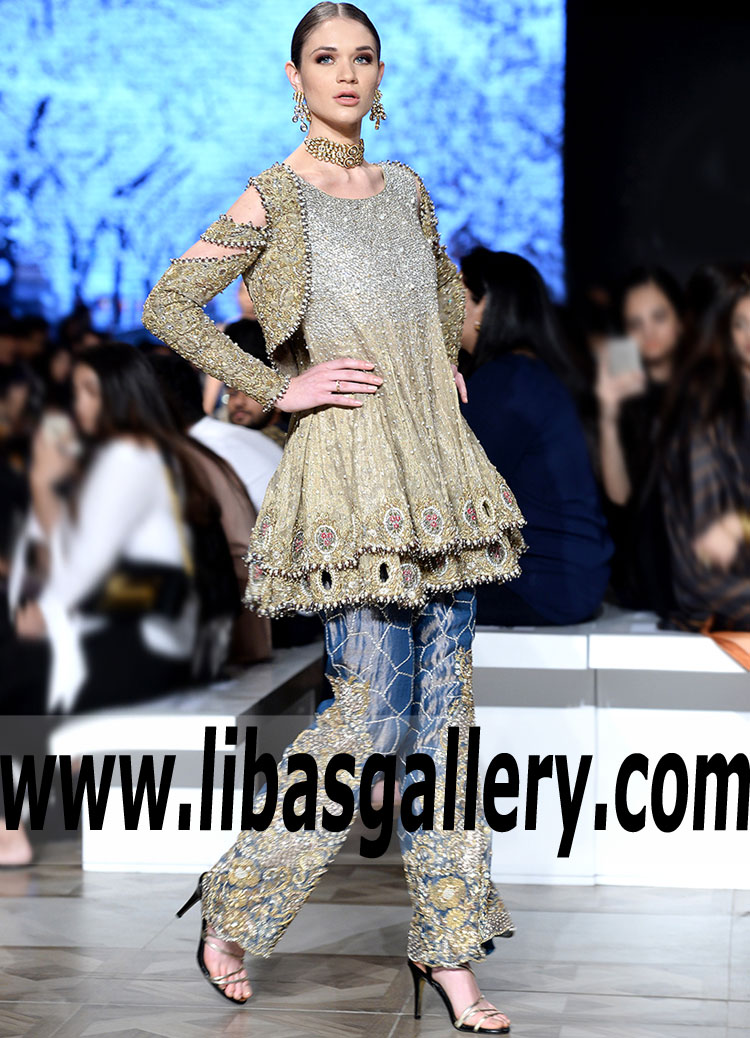 Amazingly Fashionable Gold Mettalic Gladiolus Wedding Peplum