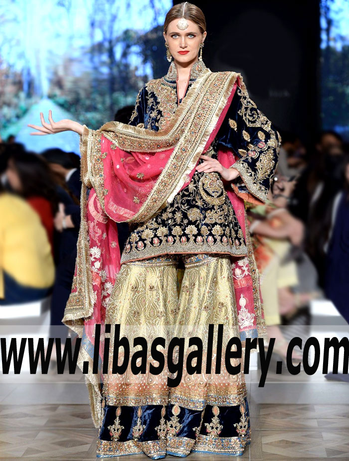 Sparkling Blue Gold Primrose Birdal Wear