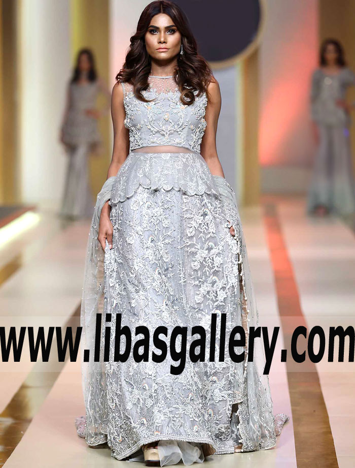 Luxurious Cool Gray Aster Lehenga