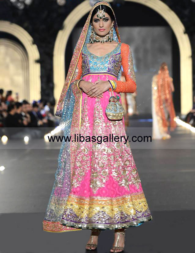 An Online Boutique Caters Nomi Ansari Collection, Nomi Ansari Bridal PFDC L`Oreal Paris Bridal Week 2013-2014 Bridals Anarkali Collection London, Manchester, Birmingham, UK Online Shop