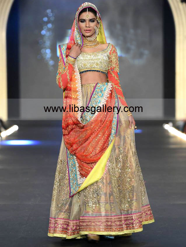 Online Boutique for PFDC Nomi Asari Wedding Lehenga, Gharara, Sharara At PFDC L`Oreal Paris Bridal Week 2013-14 Online Virginia, Washington D.C, New Jersey, Philadelphia, U.S.A