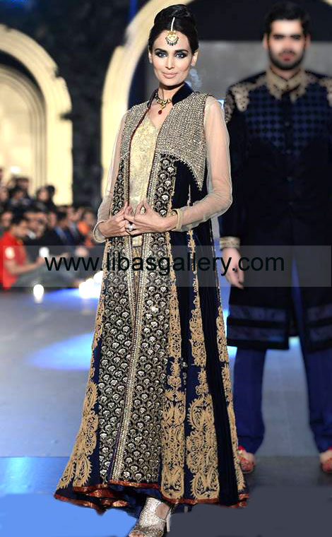 Dark Federal Blue Ventura Latest Bridal Dresses 2014