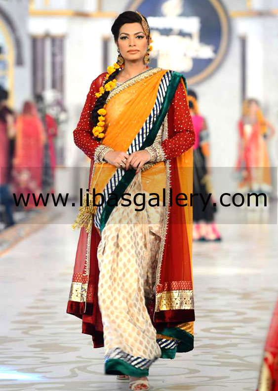 Maria B Staged Beautiful Pakistani Bridal Saree Outfits at Pantene Bridal Couture Week 2014 Saree, Shalwar Kameez, Lehenga, Sharara, Gharara, Sherwani in Downtown Sacramento, Califronia, Sacramento, CA