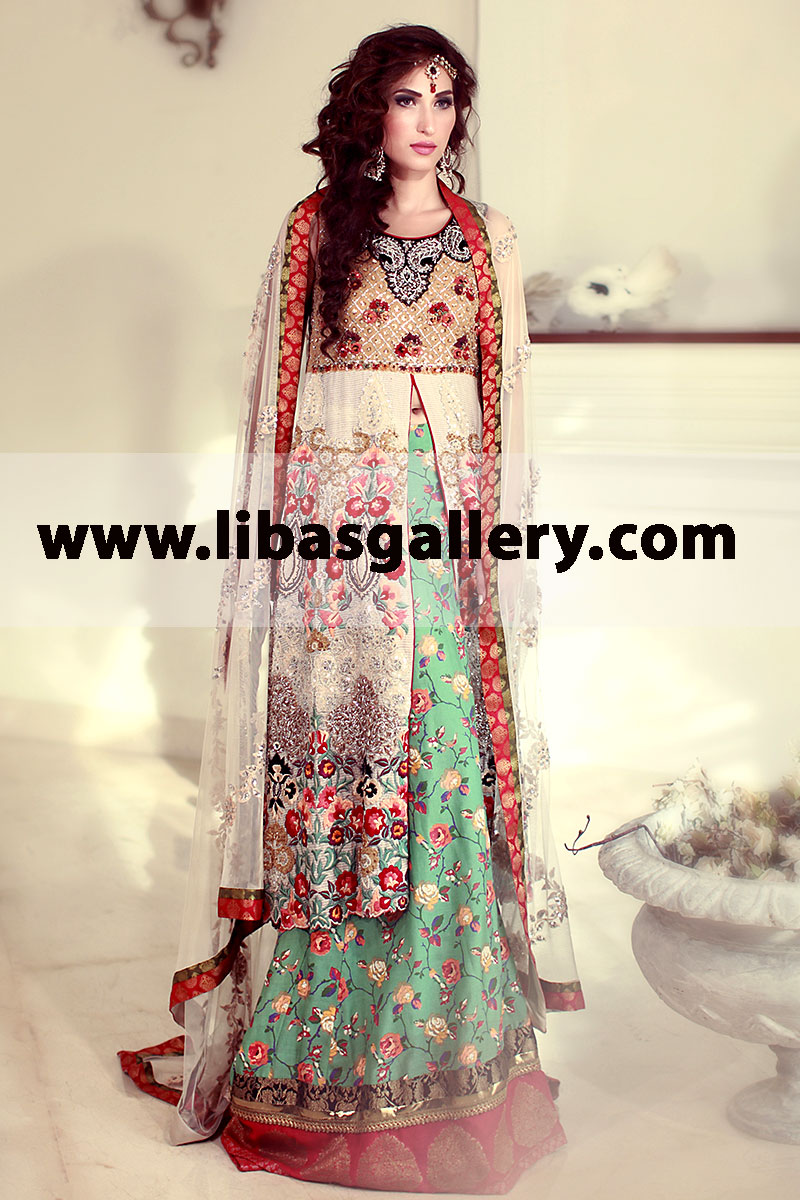 TENA DURRANI Beautiful Bridal Anarkali Outfit for Wedding and Valima Reception Pakistani Bridal Anarkali Suits Oslo Norway Bridal Dresses TENA DURRANI PBCW 2014 Bridal Wear