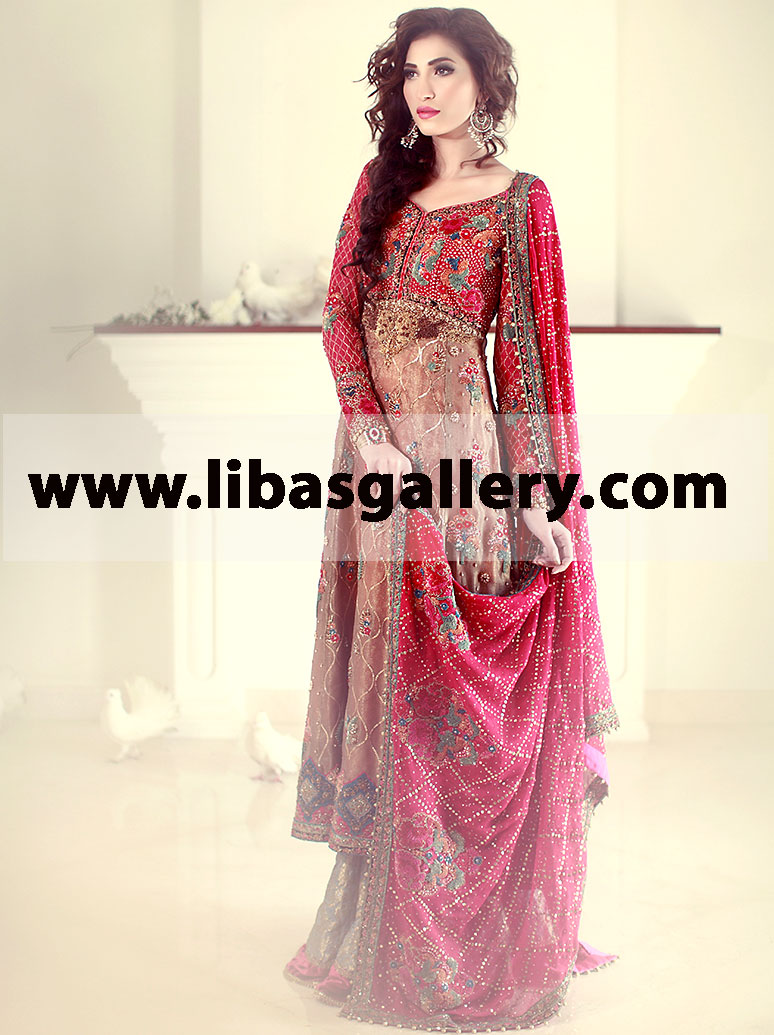 Tena Durrani Gorgeous Bridal Dress with Bridal Sharara Pakistani Bridal Dresses Stockholm Sweden Bridal Dresses by Tena Durrani PBCW 2014, 2015 Bridal Wear in Detroit, Honolulu, Philadelphia and Phoenix, USA