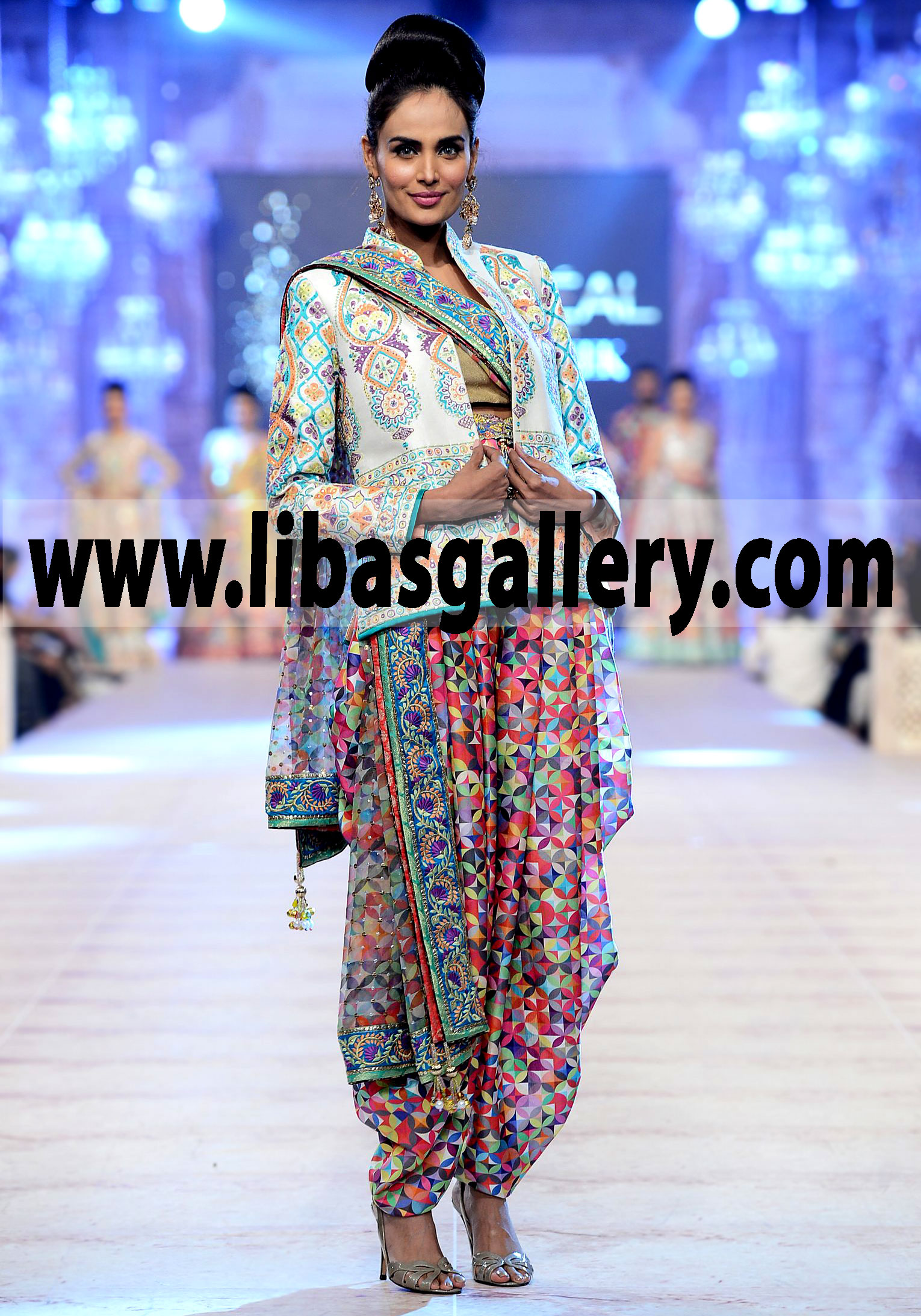 New Arrivals Party Dress with Dhoti Shalwar Embroidered Jacket 