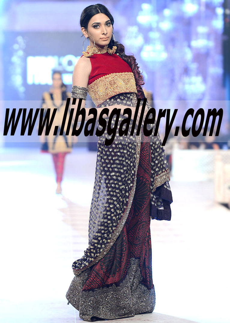 Sana Safinaz Evening wear Saree collection At PFDC L`Oreal Paris Bridal Week 2014, Pakistan fashion designers Sana Safinaz Formal Sarees dresses online in Leeds, Bradford, Liverpool, Hounslow, Green Street, London UK