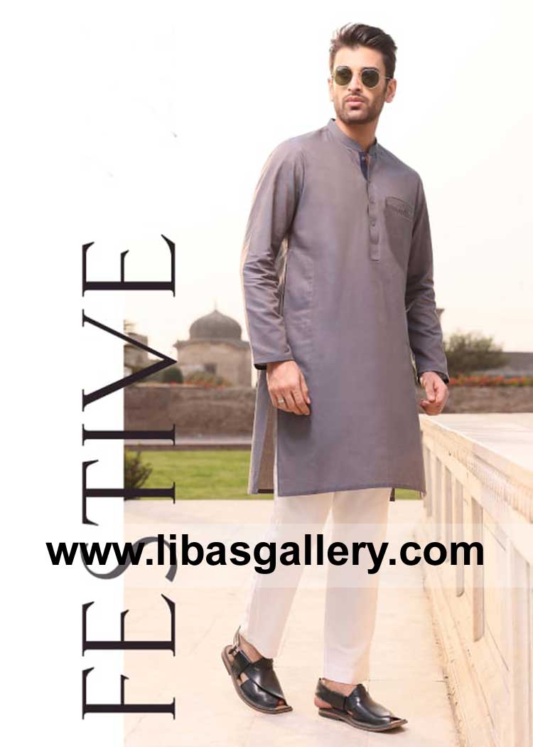 Amazing Eid kurta for men with white trouser
