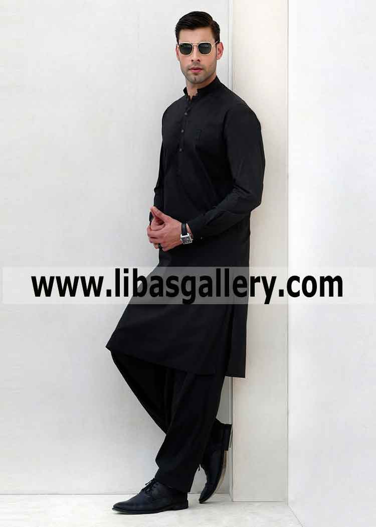JET BLACK COTTON Kurta SHALWAR
