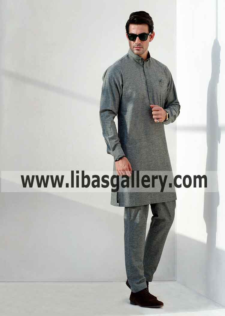 GREY SHORT LENGTH KURTA PAJAMA