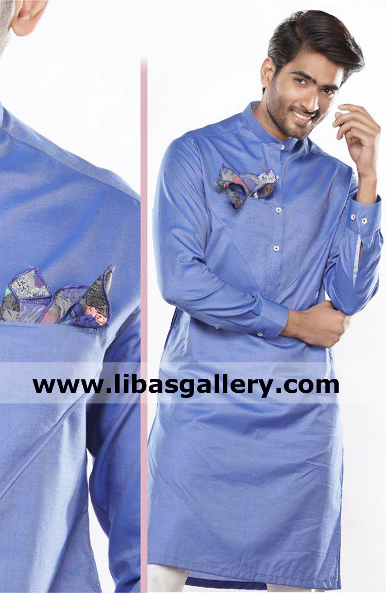 pakistani stylish gents kurta with kameez cuff style