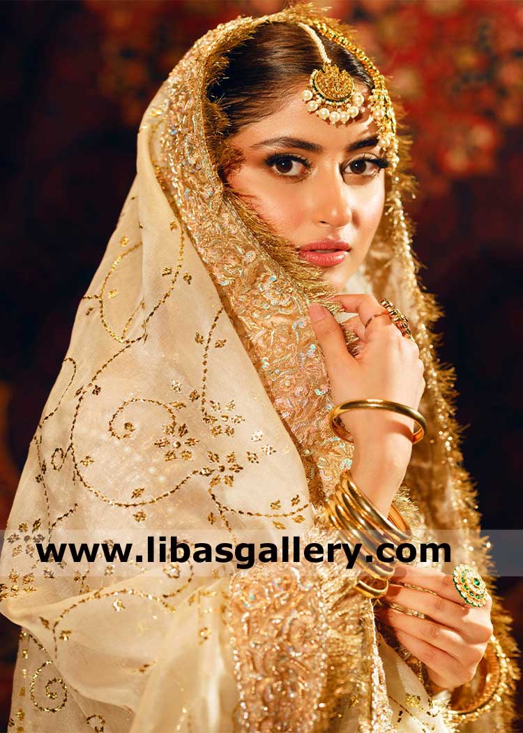 Off White Bridal Shirt with Chatta Patti Lehenga