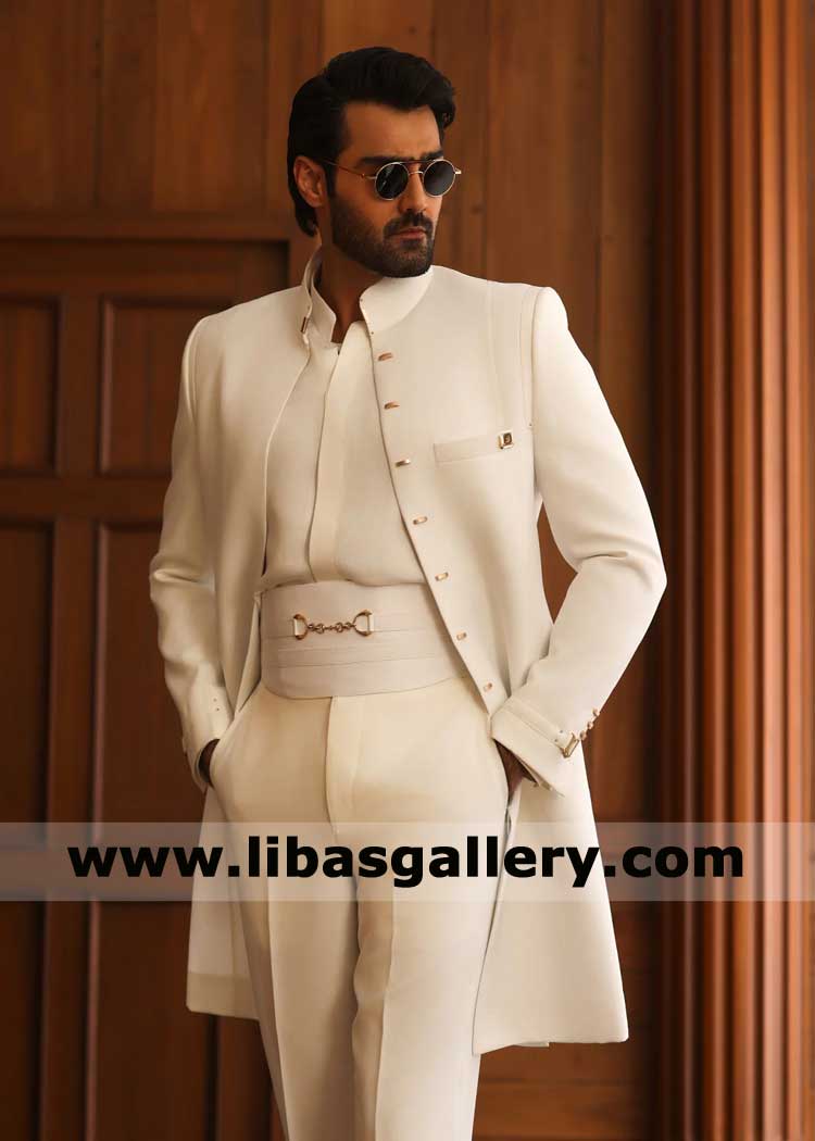 Off White Style statement Modern Wedding Sherwani
