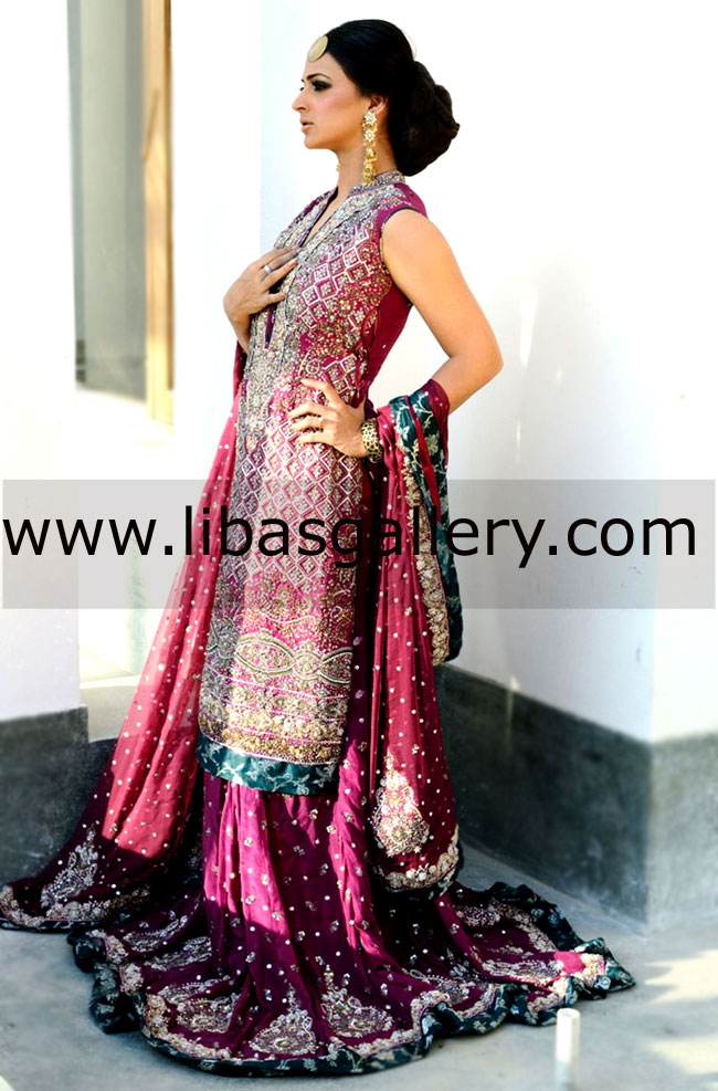 Maroon Bourges Bridal Wear