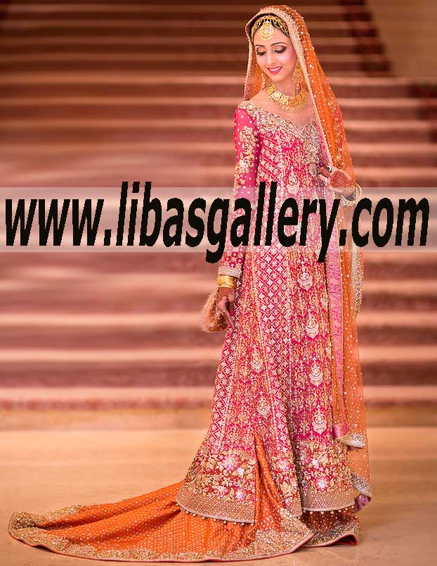 Resplendent Bridal Wear with Heavy Dupatta for Wedding and Special Events