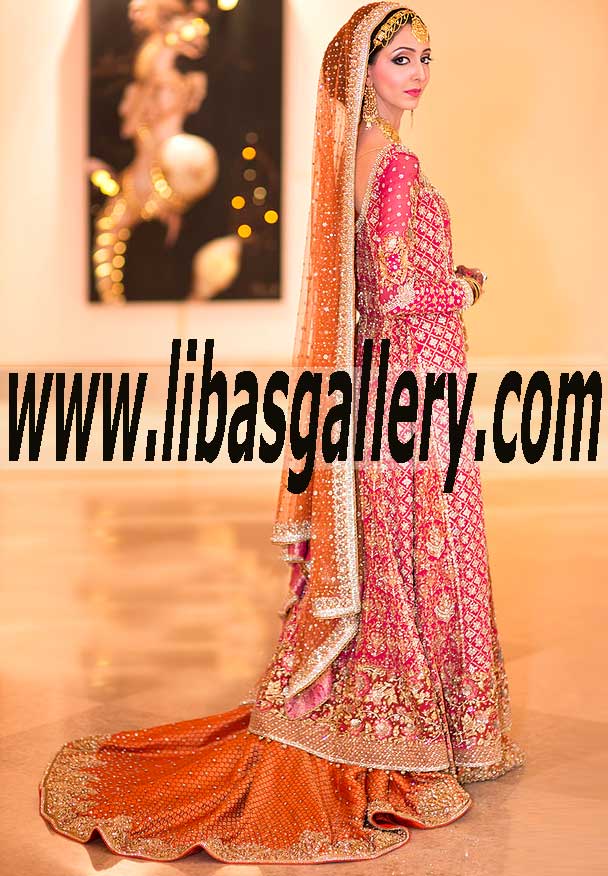 Resplendent Bridal Wear with Heavy Dupatta for Wedding and Special Events