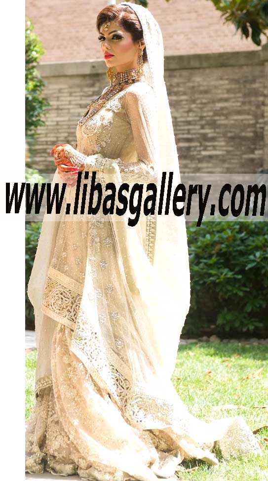 Marvelous Bridal Wear Sharara Dress for Reception and Valima