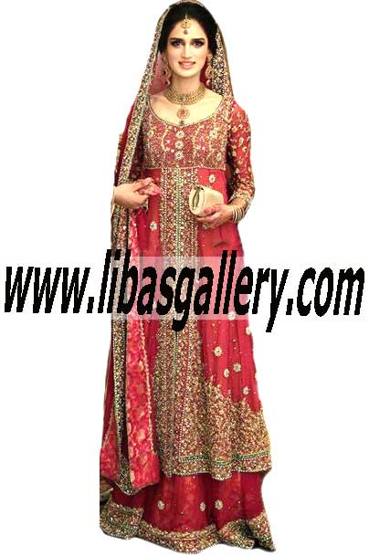 Dazzling Designer Bridal Dress with Falred Sharara