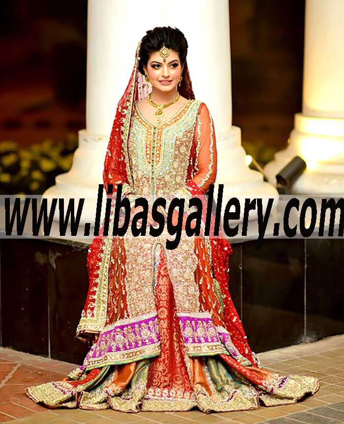 Sensational Bridal Dress with Lehenga and Heavy Dupatta