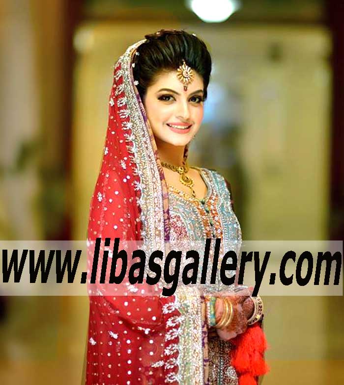 Sensational Bridal Dress with Lehenga and Heavy Dupatta