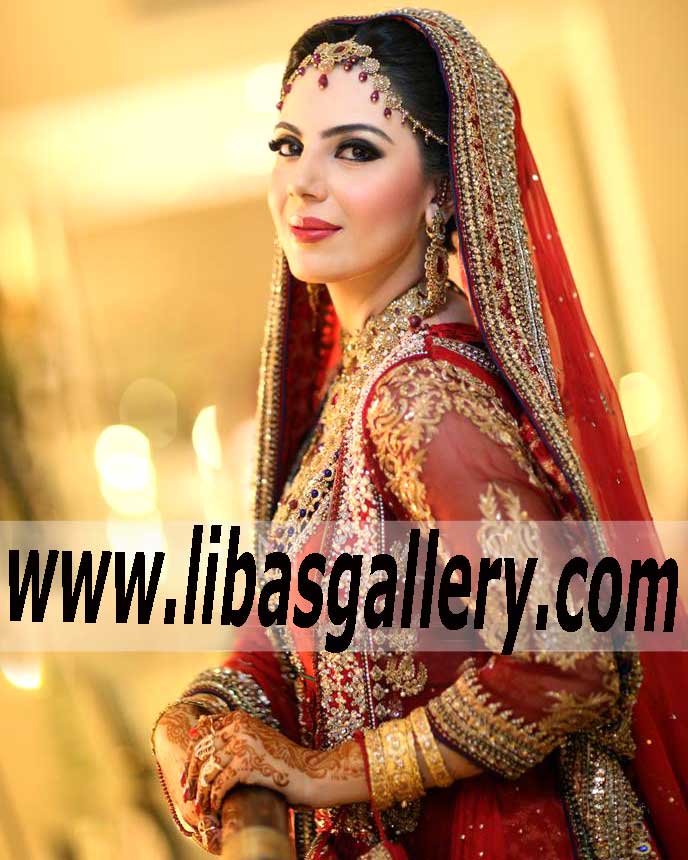 Outstanding Heavy Embellished Anarkali Bridal Dress With Court train 