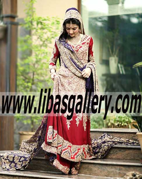 Glamorous Bridal Wear for Wedding Ceremony With Long Trail