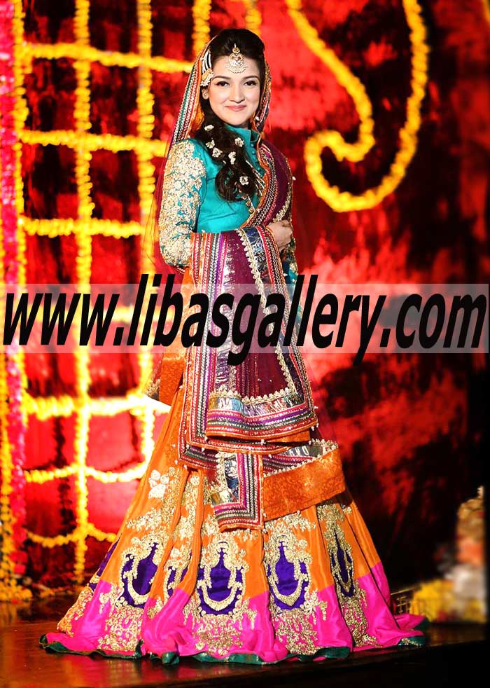 Attractive Bridal Wear with Lehenga for Wedding and MEHENDI Functions