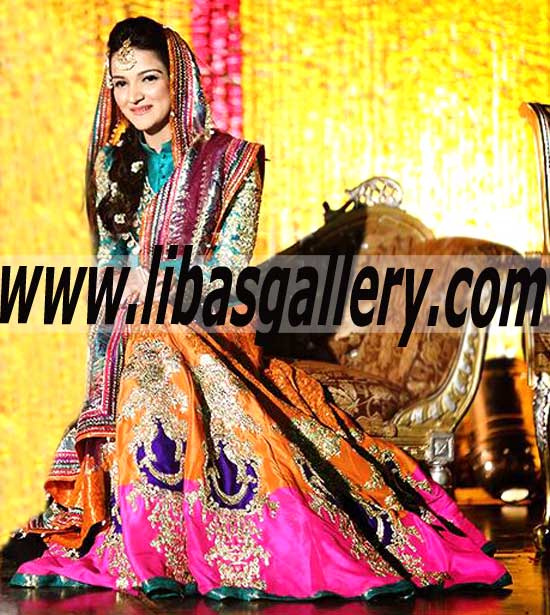 Attractive Bridal Wear with Lehenga for Wedding and MEHENDI Functions