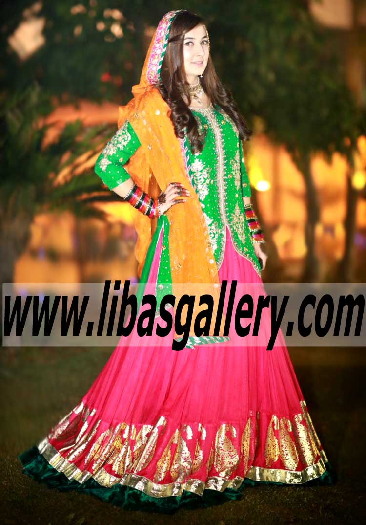Fascinating Wedding MEHNDI MAYON Lehenga for Special Occasions