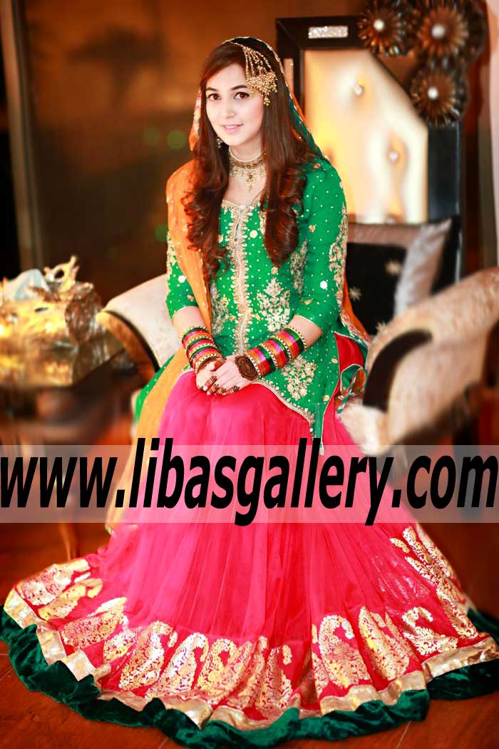 Fascinating Wedding MEHNDI MAYON Lehenga for Special Occasions
