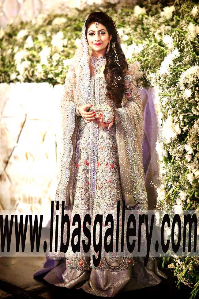 Ravishing Bridal Wedding Gown with Beautiful Embellishments for Valima and Reception