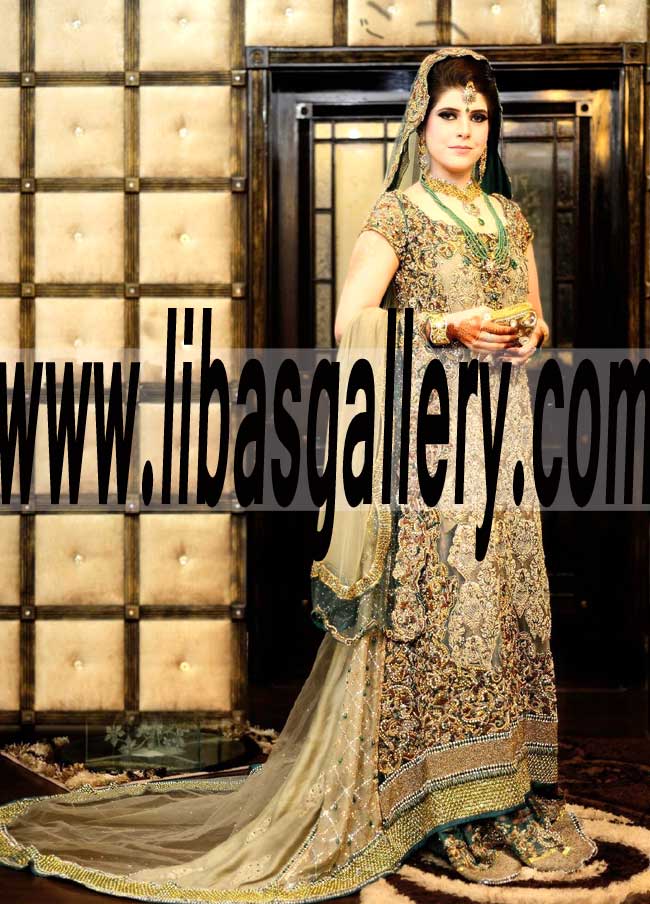 Amazing Embellished Illusion A line Anarakli Bridal Lehenga for Reception