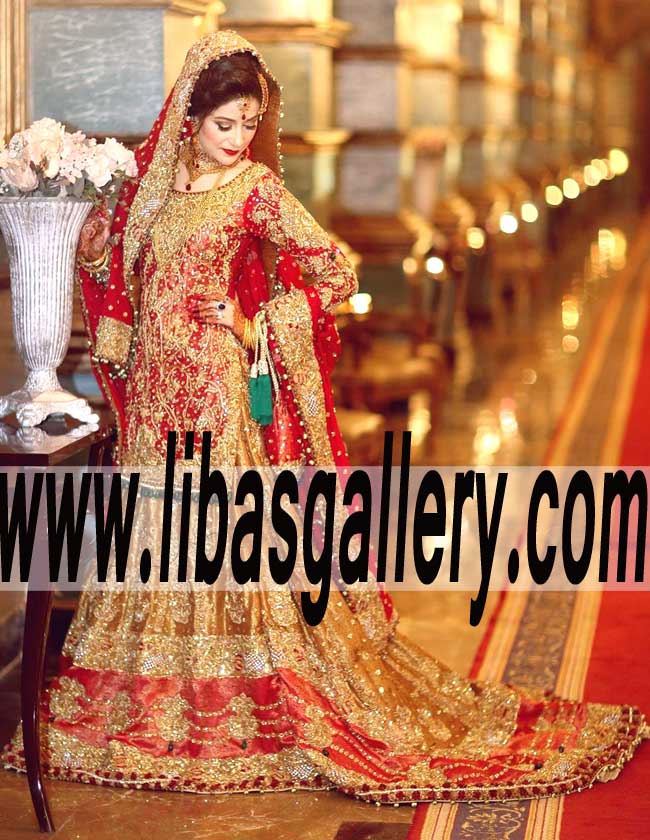 Glorious Designer Bridal Farshi Lehenga with Amazing Embellishments for High end Modern Bride