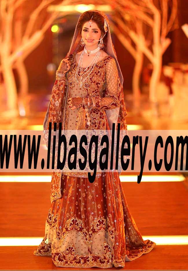 Awesome Bridal Sharara Dress with Beatiful Embellishments for Wedding Event
