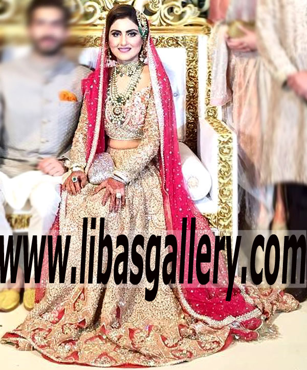 Faraz Manan Pakistani Bridal Lengha Georgetown Texas TX USA Designer Faraz Manan Wedding Lengha Traditional Bridal Sharara for Wedding and Special Occasions USA