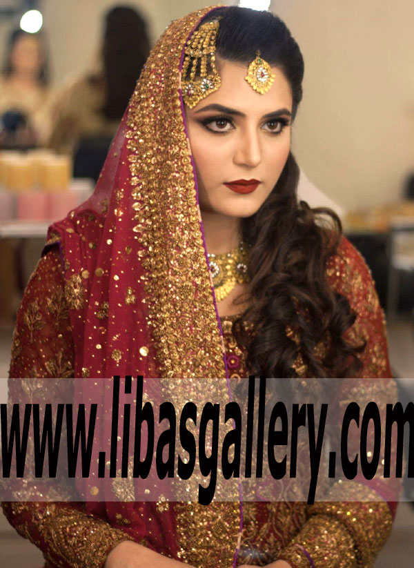 Traditional Maroon Wedding Dress with alluring Banarasi farshi Sharara for Wedding