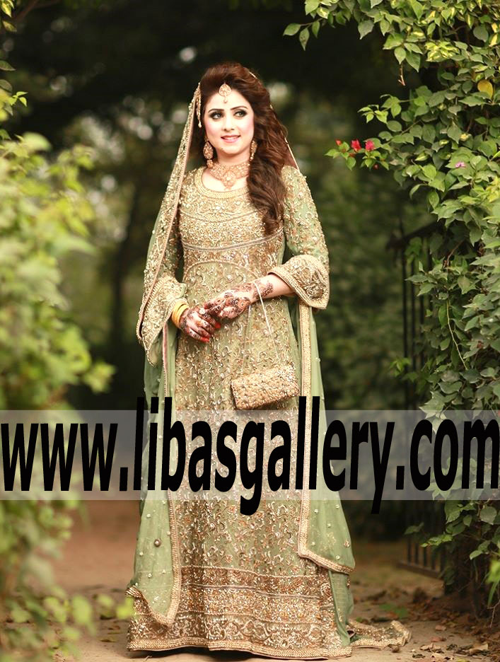 Lavish Bridal Wear Gown with Chic Embellishments for Valima and Reception