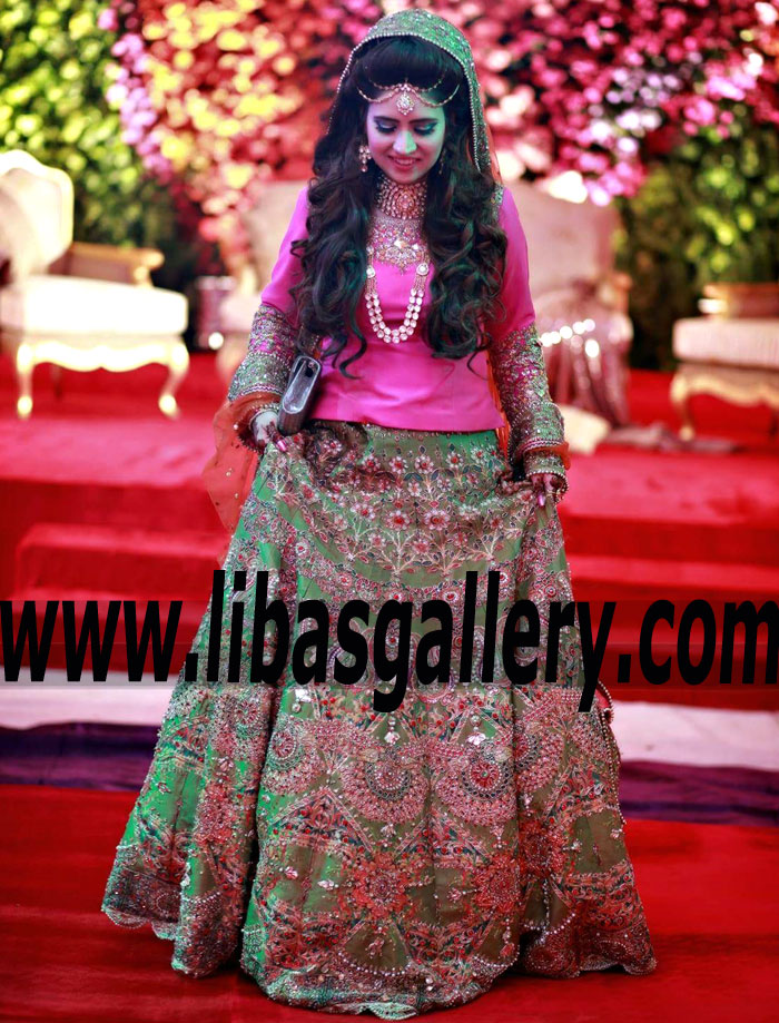 Buy Online Ali Xeeshan Lengha Pakistani Lehnga Designer Lengha Bridal Lehenga Wedding Los Angeles California USA