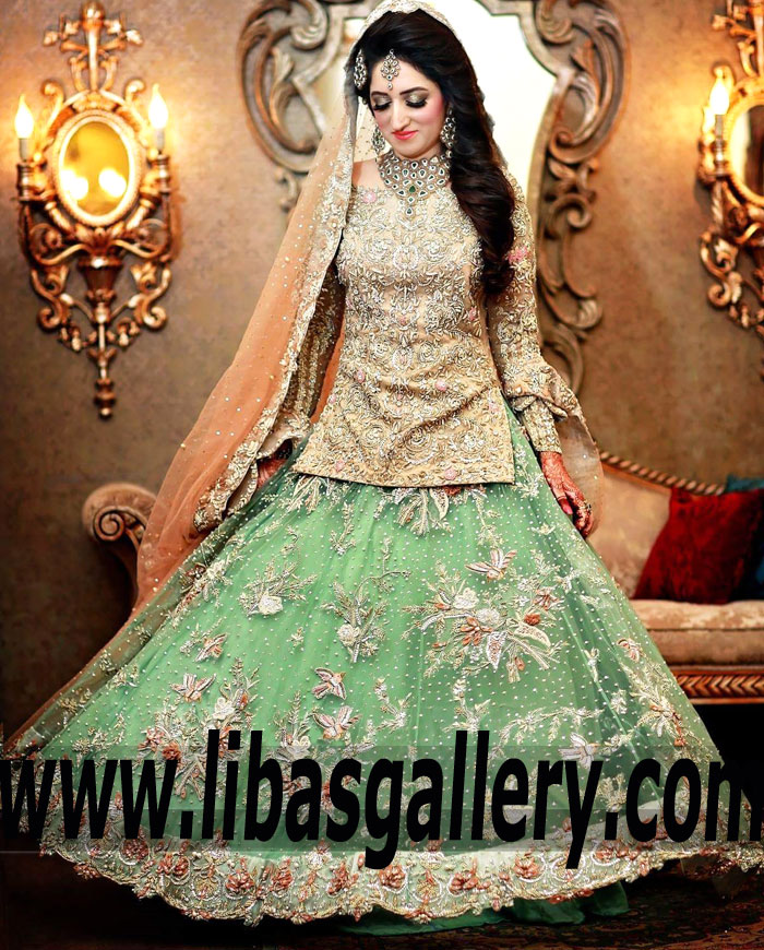 Trendy Paris Green Bridal Lehenga Dress