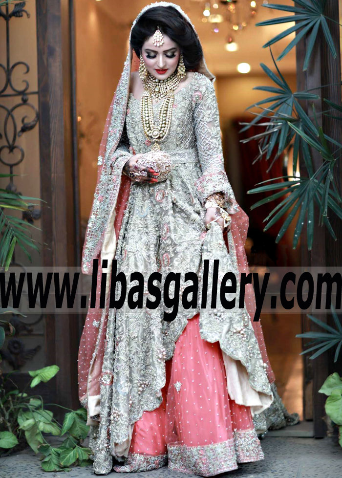 Luxurious Bridal Dresses | Latest trends Calgary Alberta Canada Regal Wedding Gown with Wonderfully Complemented Lehenga Skirt for Wedding Event