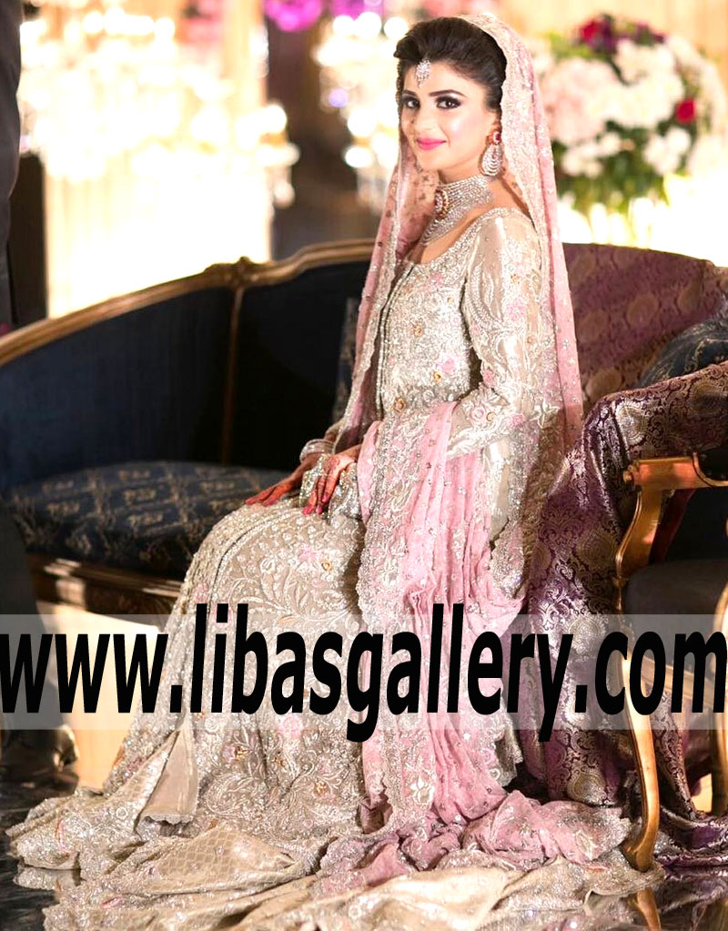 Brilliant Pink Crocus Bridal Lehenga for Wedding