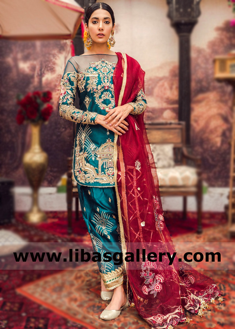 Teal Blue Salwar Dress for all Formal Social Events
