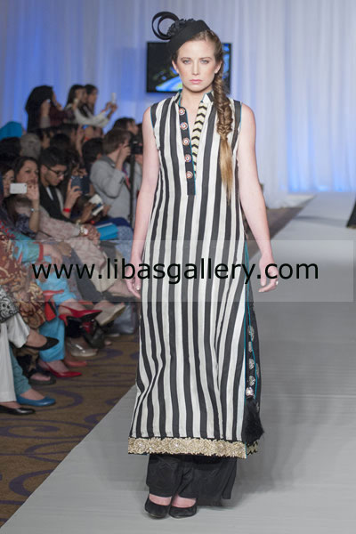 Black and White Frascha Party Wear Dresses