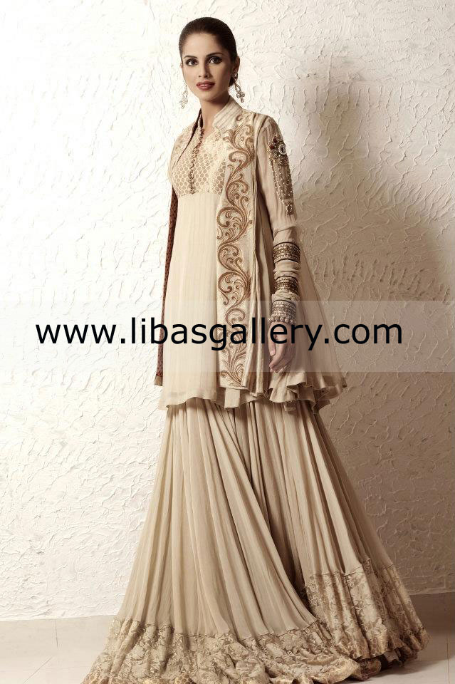 Antique Gold Unze Party Wear Dress